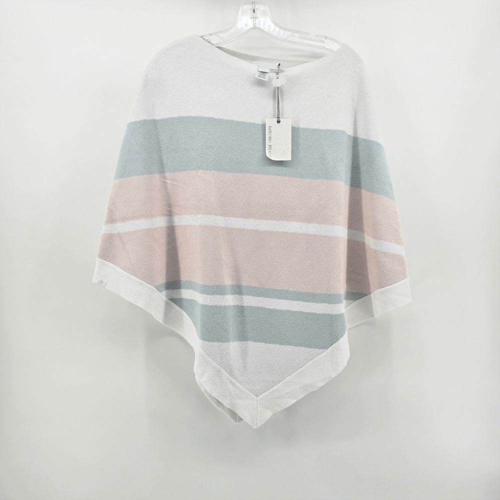 Barefoot Dreams CozyChic Ultra Lite Ocean Breeze Poncho Pink Multi Stripe NWT